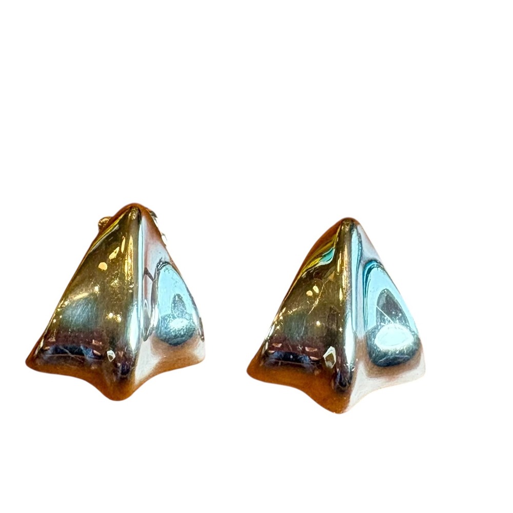 Vintage Tiffany & Co. Abstract Leaf Drop Sterling Silver‎ Earrings w/ Pouch - Picture 3 of 6